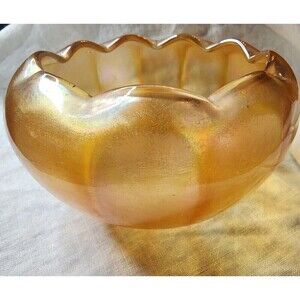 Marigold Canival Glass Scalloped Luster Bowl